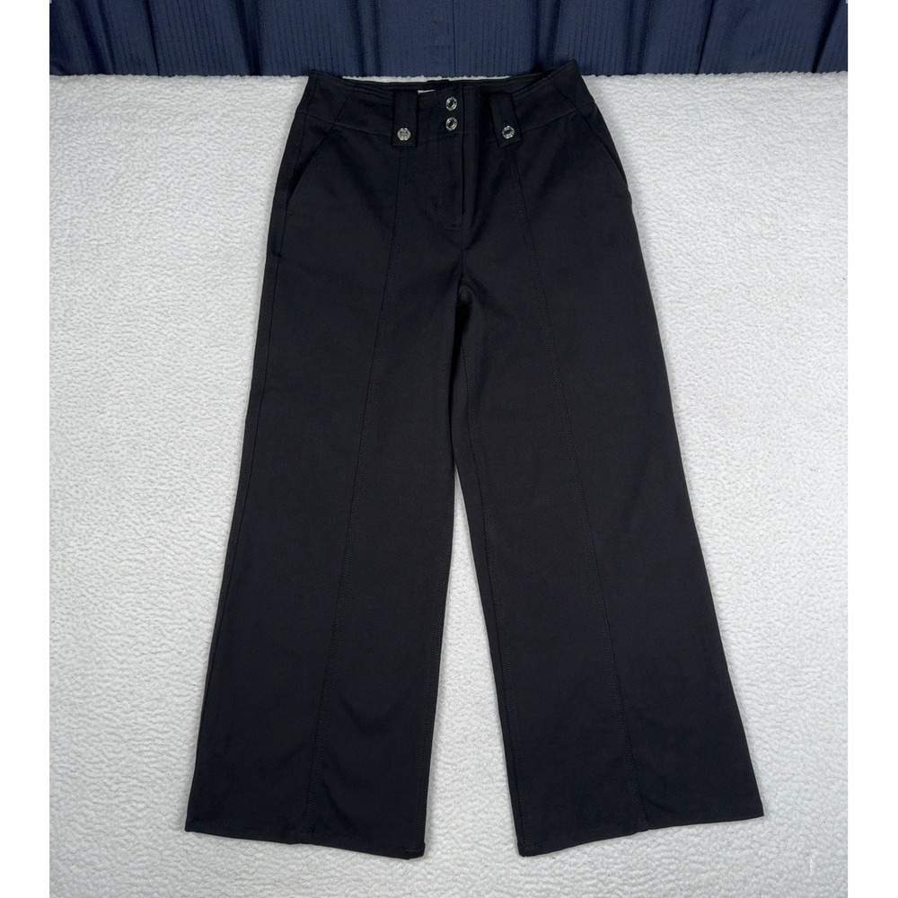DEREK LAM 10 CROSBY Wide Leg Cropped Utility Pants Cotton size Women's 4 - Black